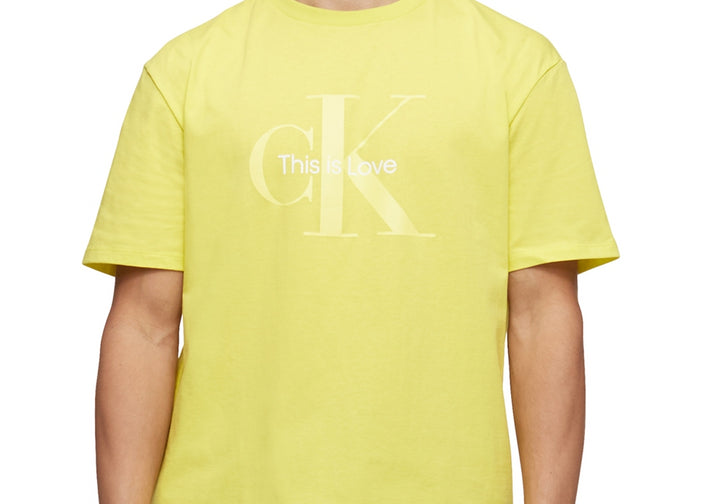 Calvin Klein Men's Pride Logo-Print T-Shirt Yellow Size S