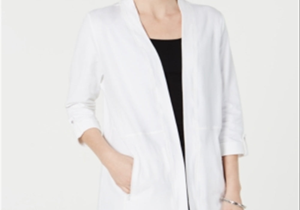 Karen Scott Zip-Pocket Cardigan White Size XL