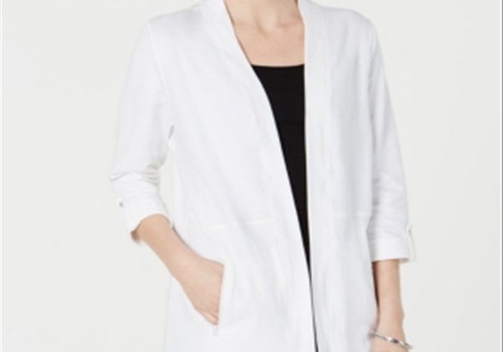 Karen Scott Zip-Pocket Cardigan White Size XL