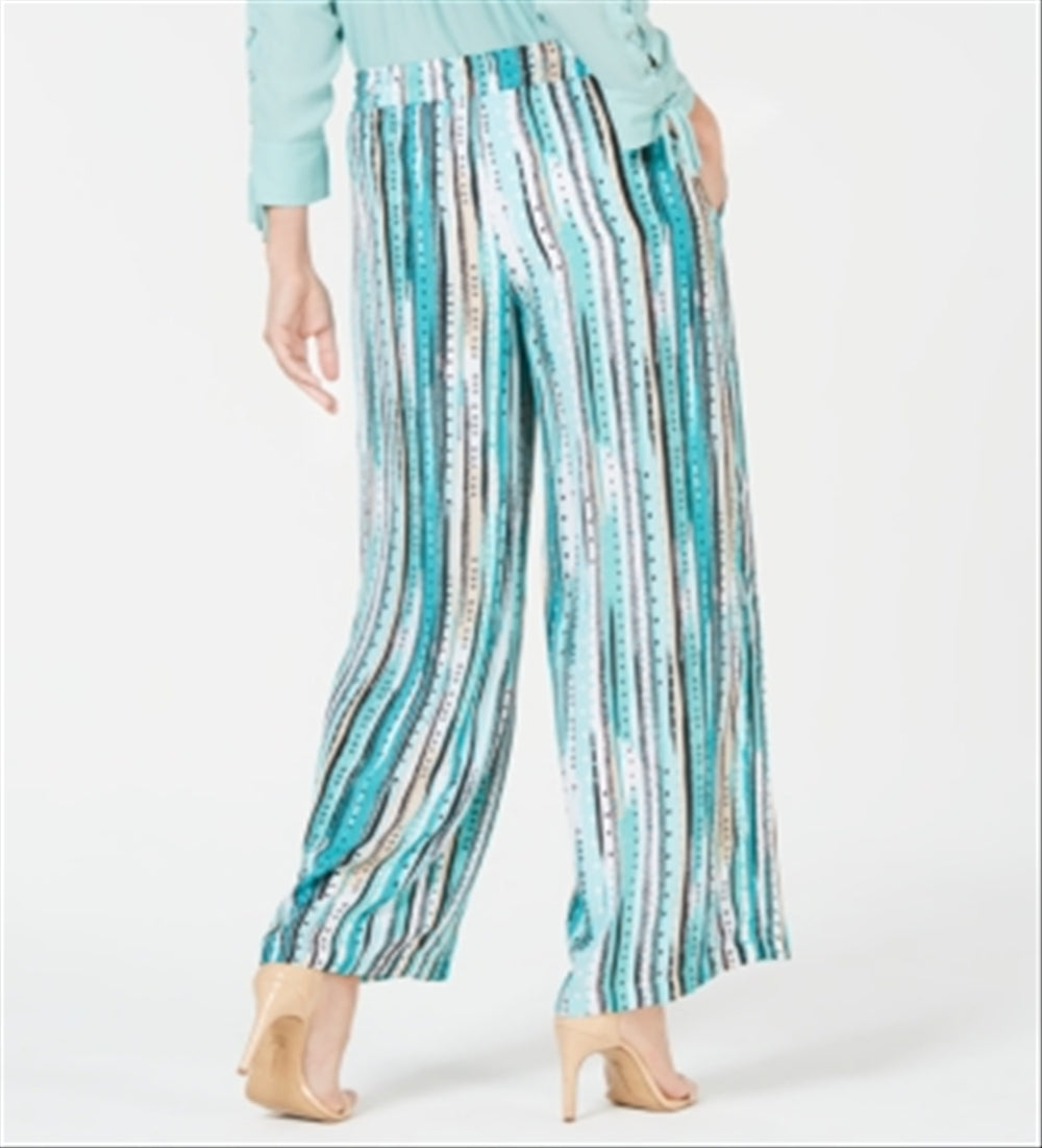 JM Collection Women's Printed Wide Leg Pants Blue Size X-Large