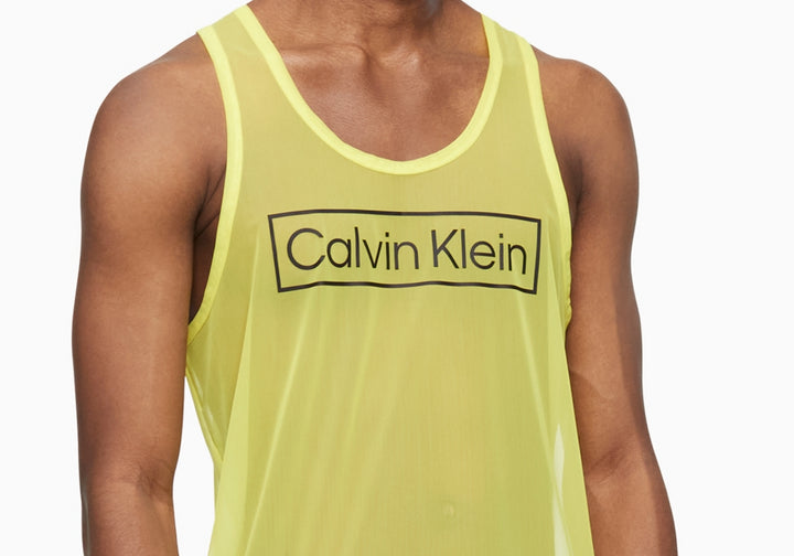 Calvin Klein Sleepwear Mens Sheer Logo Tank Top Yellow Size L