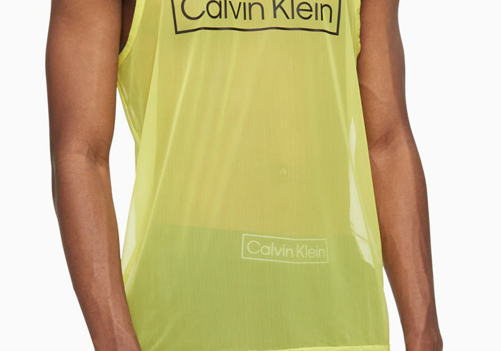 Calvin Klein Sleepwear Mens Sheer Logo Tank Top Yellow Size L