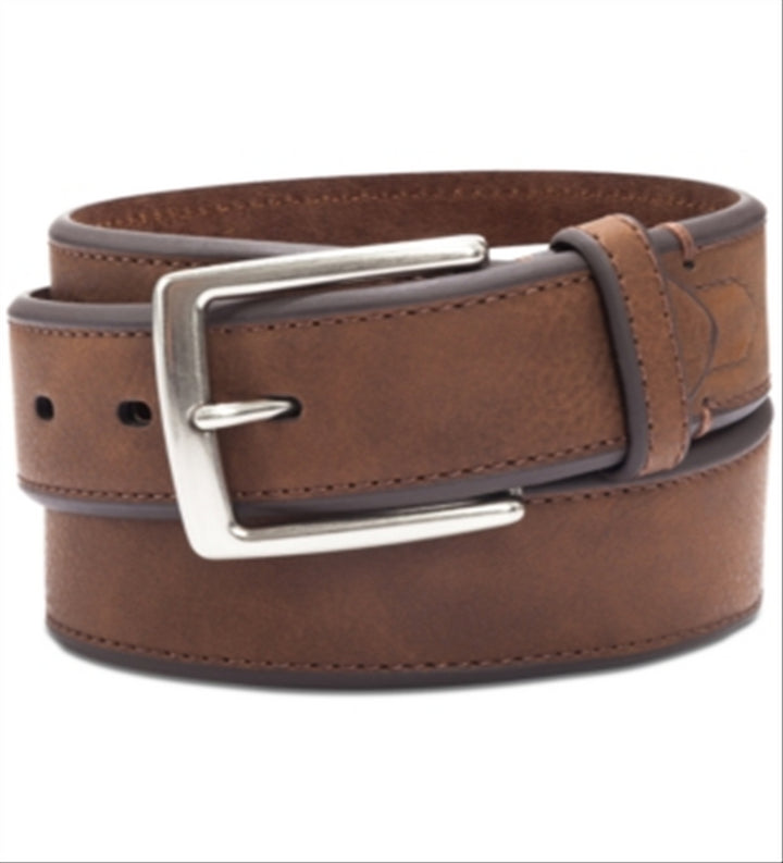 Club Room Men's Bevel-Edge Casual Belt Brown Size 44