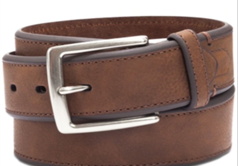 Club Room Men's Bevel-Edge Casual Belt Brown Size 44