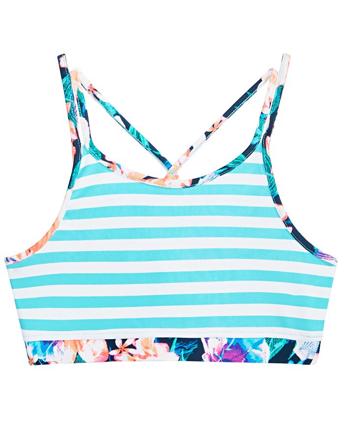 ID Ideology Big Girl's Striped Bikini Top Blue Size 16