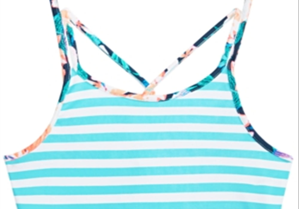 ID Ideology Big Girl's Striped Bikini Top Blue Size 16