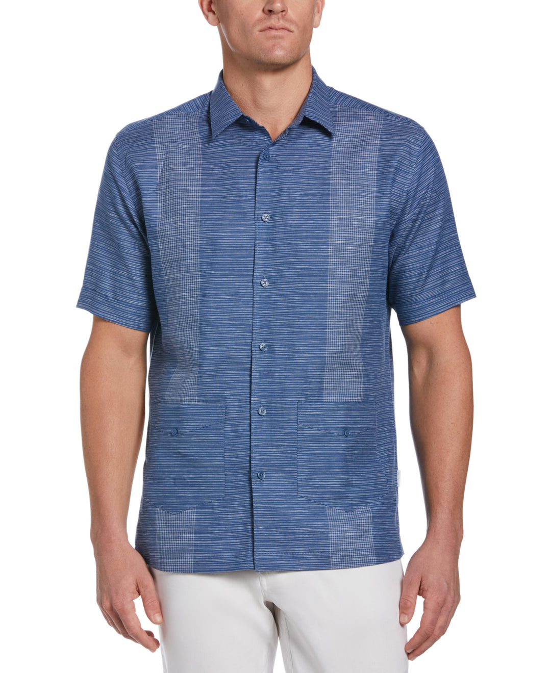 Cubavera Men's Guayabera Yarn-Dyed Striped Shirt Blue Size S