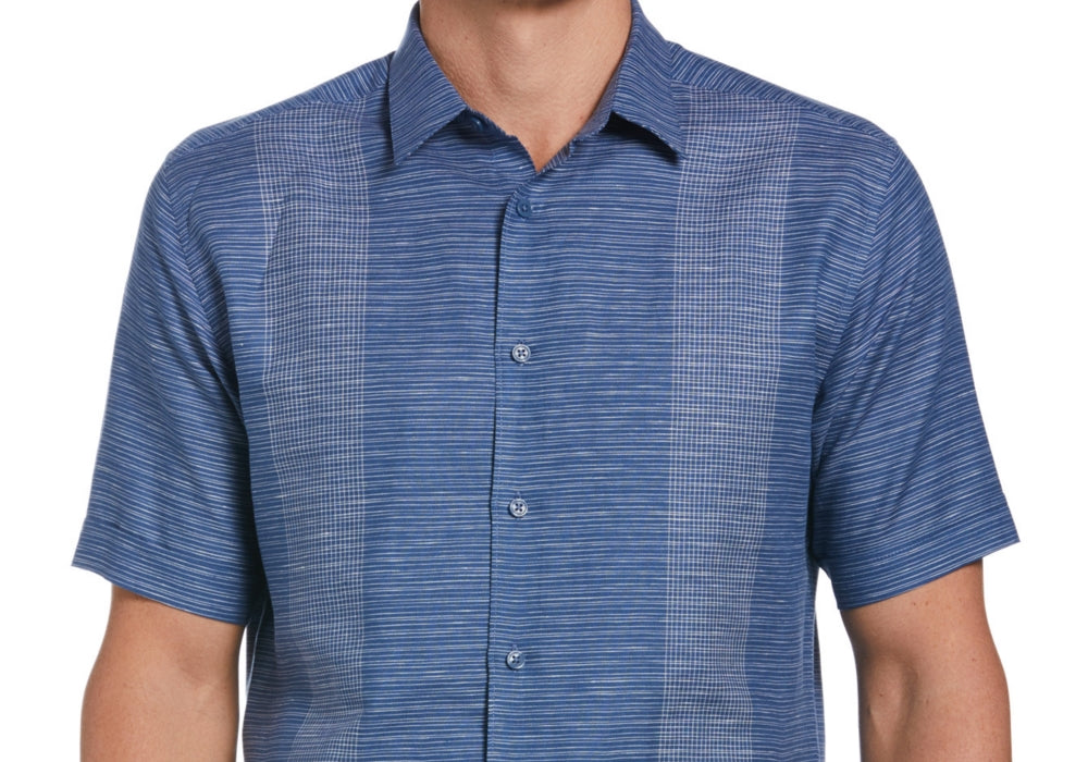 Cubavera Men's Guayabera Yarn-Dyed Striped Shirt Blue Size S