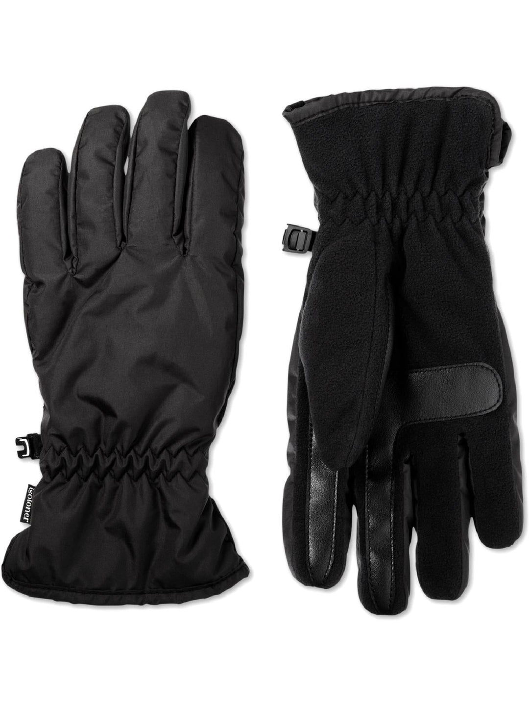 Isotoner Mens Smart Dri Fleece Lined Touch Screen Winter Gloves Black Size XL