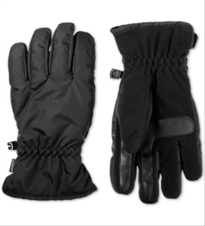 Isotoner Mens Smart Dri Fleece Lined Touch Screen Winter Gloves Black Size XL