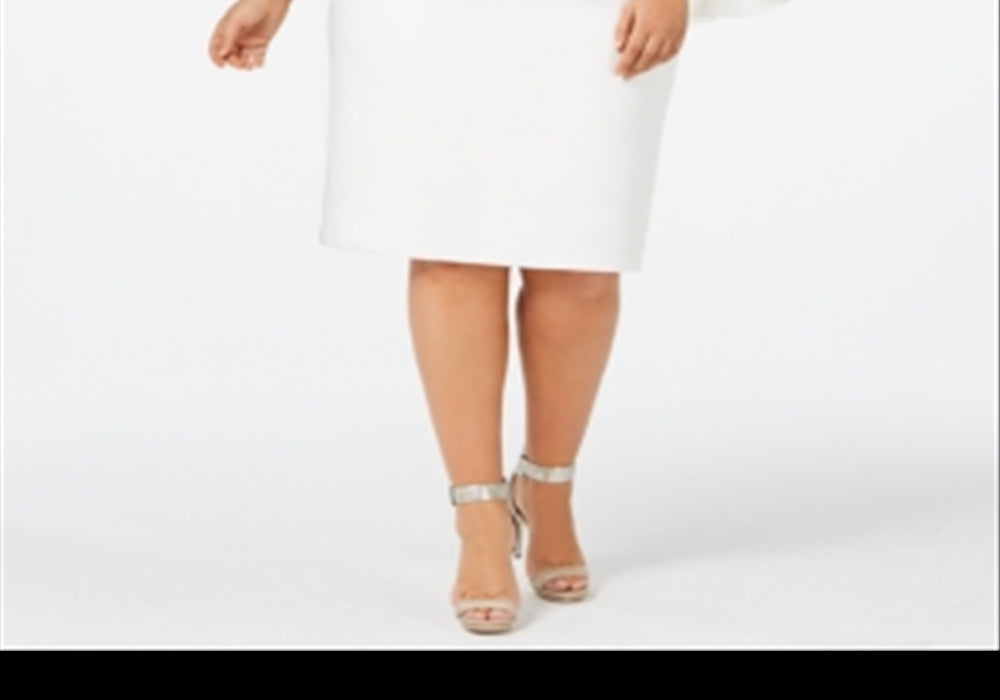 Calvin Klein Plus Size Off-The-Shoulder Crepe Dress White Size 22W