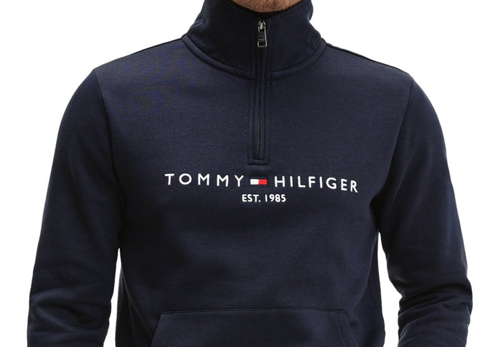 Tommy Hilfiger Mens Mock Neck 1/4 Zip Sweatshirt Blue Size XS