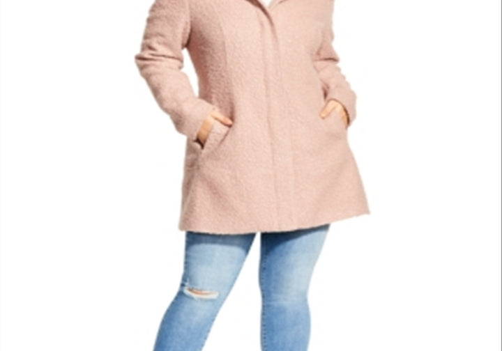 City Chic Trendy Plus Size Sweet Dreams Faux-Fur-Trim Coat Pink Size 18W