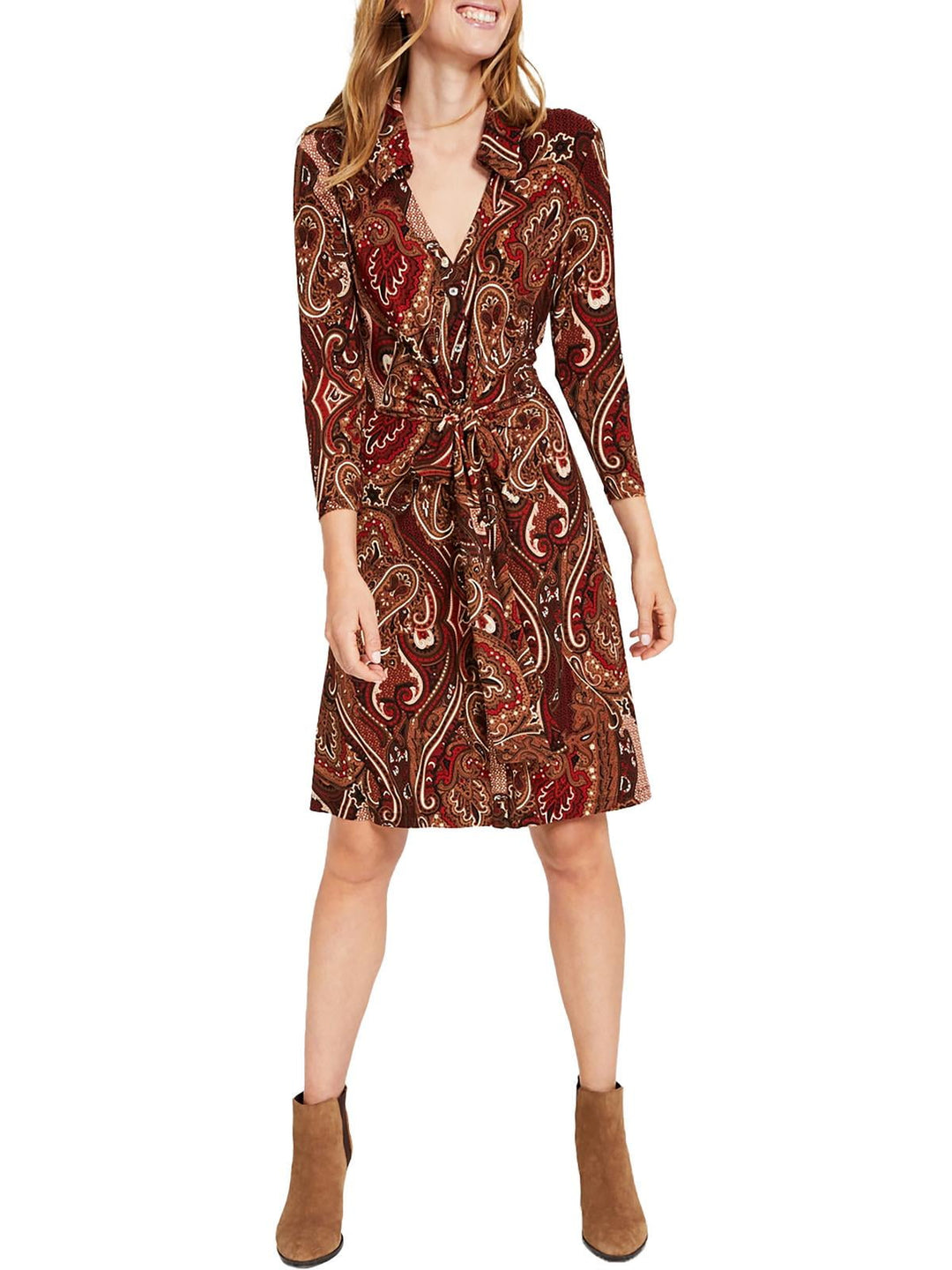 Tommy Hilfiger Women's Paisley Print Shirtdress Red Size 6