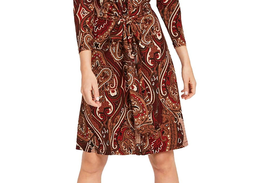 Tommy Hilfiger Women's Paisley Print Shirtdress Red Size 6