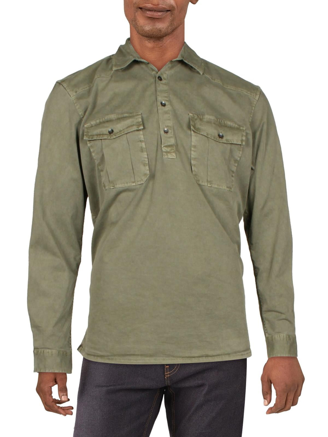 INC Mens Collared Regular Fit Button-Down Shirt Green Size XS