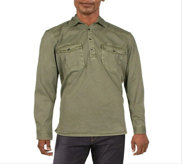 INC Mens Collared Regular Fit Button-Down Shirt Green Size XS