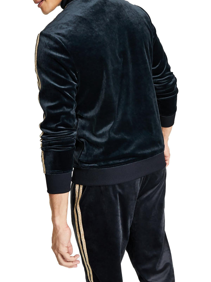 INC Mens Velour Sweatshirt Track Jacket Black Size XS