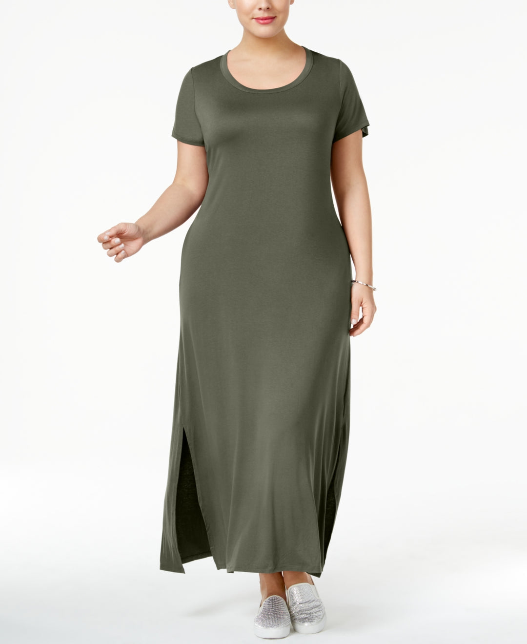 Style & Co Women's T-Shirt Maxi Dress Green Size 1X