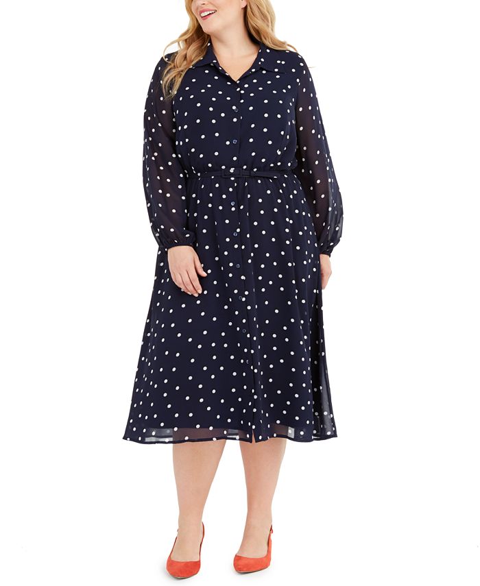 Alfani Women's Printed Belted Shirtdress Blue Size 22W