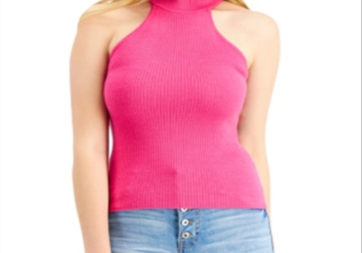 Guess Shea Ribbed Mock-Neck Tank Sweater Pink Size M