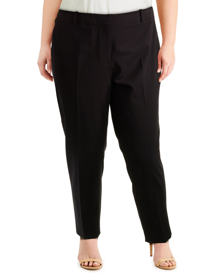 Calvin Klein Women's Solid Straight Leg Pants Black Size 16W