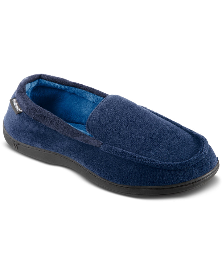 Isotoner Men's Jared Moc-Toe Memory Foam Slippers Blue Size M