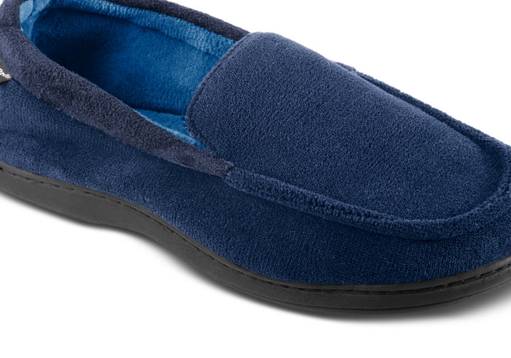 Isotoner Men's Jared Moc-Toe Memory Foam Slippers Blue Size M