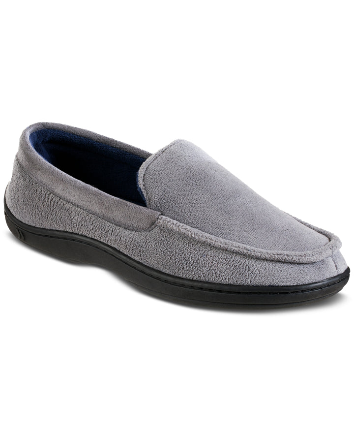 Isotoner Men's Jared Moc-Toe Memory Foam Slippers Gray Size L