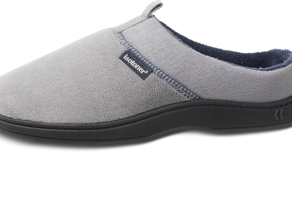 Isotoner Men's Jared Hoodback Memory Foam Slippers Gray Size 2XL