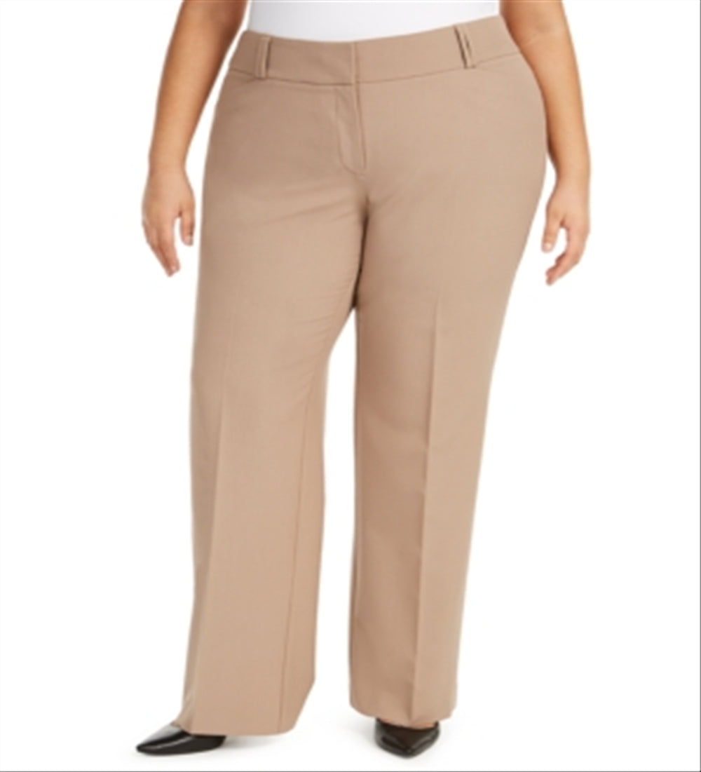 Alfani Women's Curvy Bootcut Tummy Control Pants Beige Size 24W