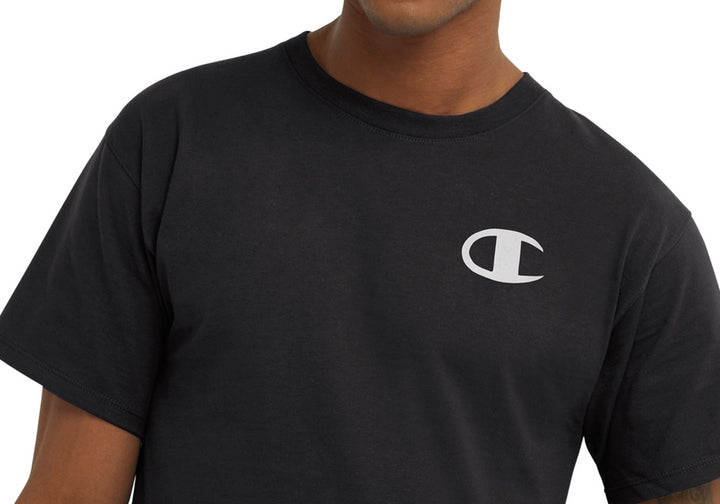 Champion Men's Classic Logo Graphic Crewneck T-Shirt Black Size Small