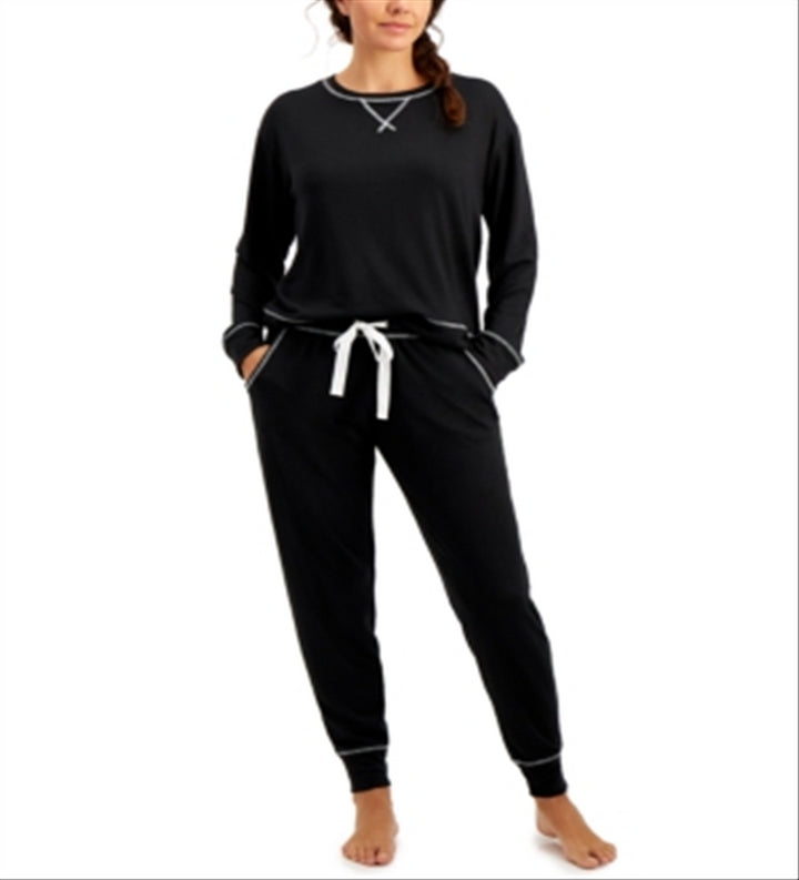 Jenni Women's Twinning Super Soft Pajama Set Black Size Large