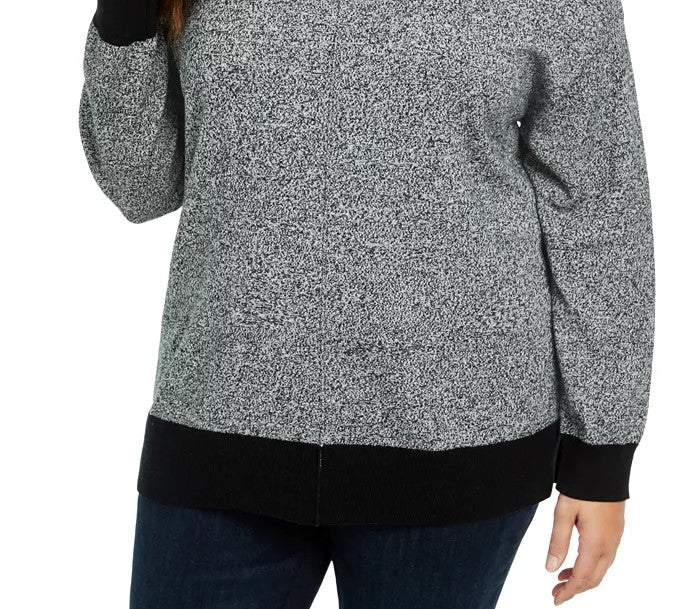 Karen Scott Women's Plus Size Mock Neck Cotton Sweater Charcoal Size 2X