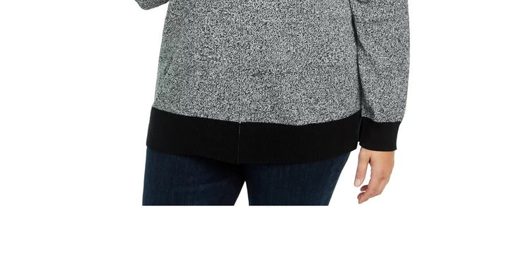 Karen Scott Women's Mock Neck Cotton Sweater Charcoal Size 4X