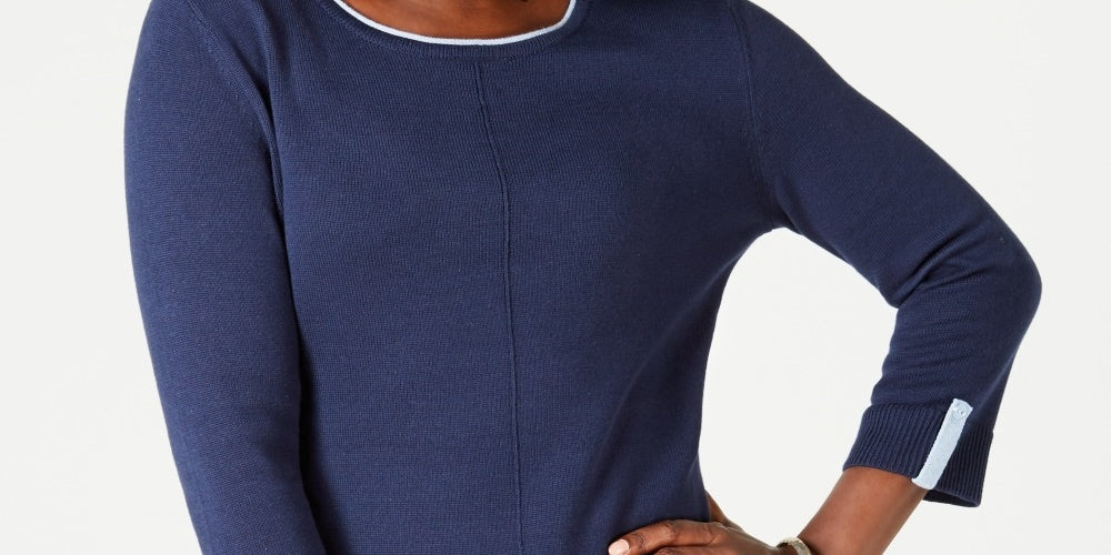 Karen Scott Women's Cotton Sweater Navy Size X-Large