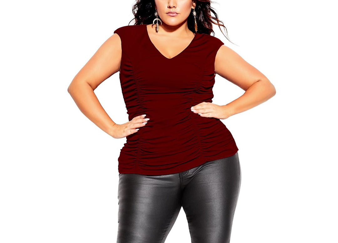 City Chic Women's Trendy Plus Size Ruched Top Red Size 20W
