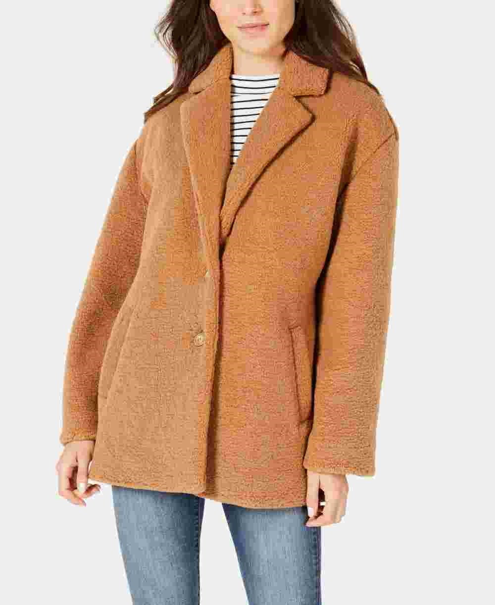 Collection B Women's Winter Faux Coat Brown Size X-Small