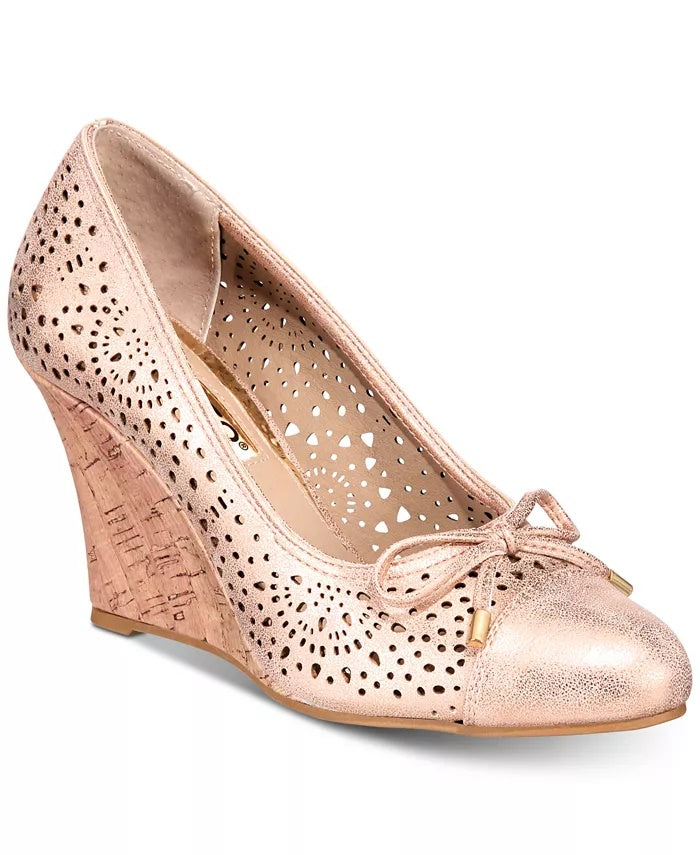 Rialto Women's Cameka Dress Toe Cap Wedges Orange Size 10 M