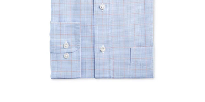 Club Room Men's Classic/Regular Fit Stretch Wrinkle-Resistant Small Glen Plaid Dress Shirt Dark Blue Size 17X34-35