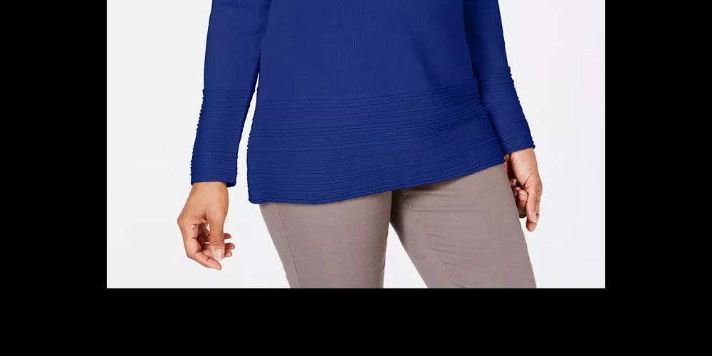 Karen Scott Women's Cotton Boat-Neck Sweater Blue Size X-Large
