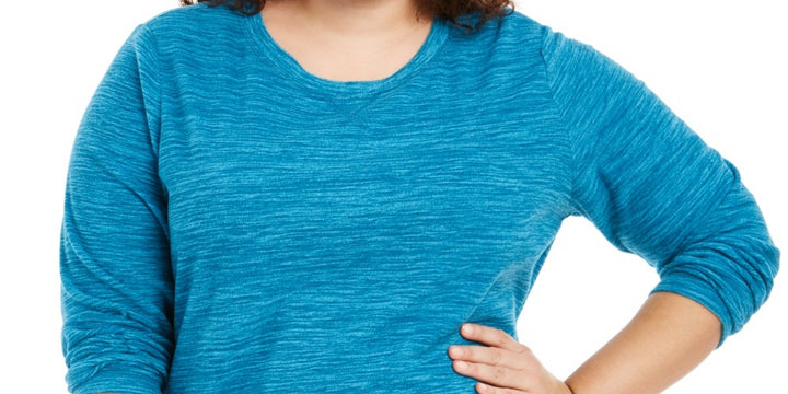 Karen Scott Women's Plus Marled Microfleece Top Blue Size 0X