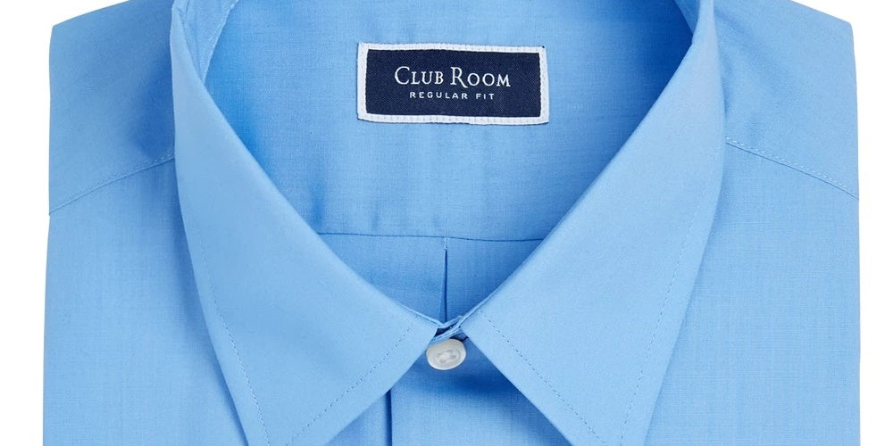 Club Room Men's Colllared Suit Sepatrate Button Down Shirt Blue Size 15X32X33