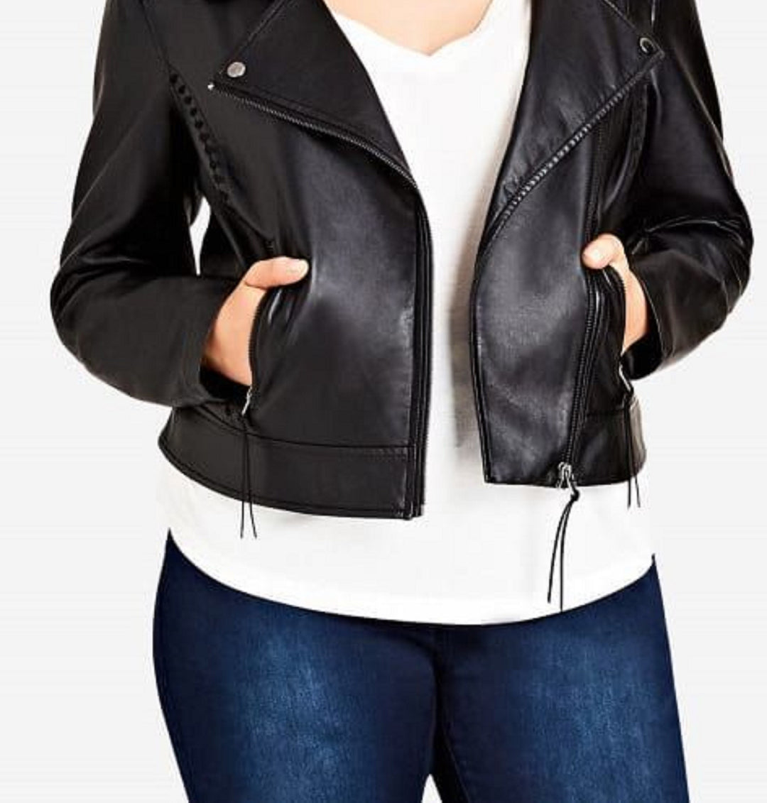 City Chic Women's Trendy Plus Size Biker Jacket Black Size 20W