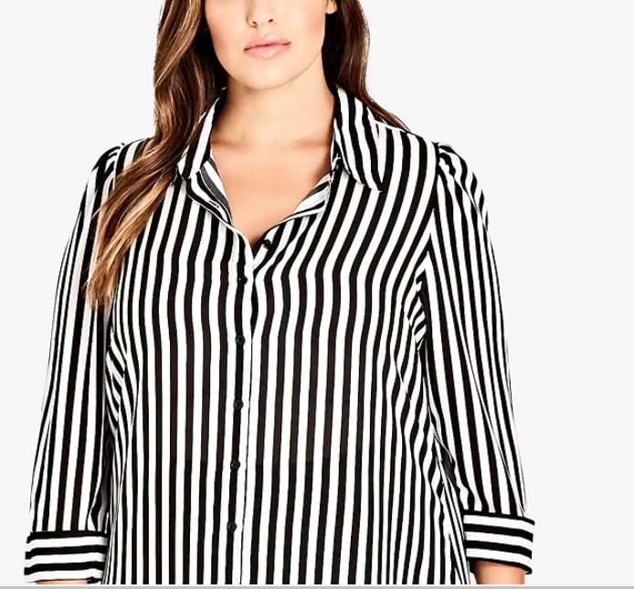 City Chic Women's Trendy Plus Striped Tunic Shirt Black Size 18W