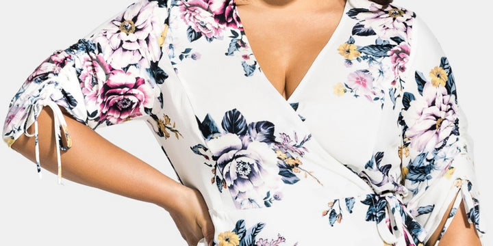 City Chic Women's Summer Flirt Wrap Style Blouse White Size 20W
