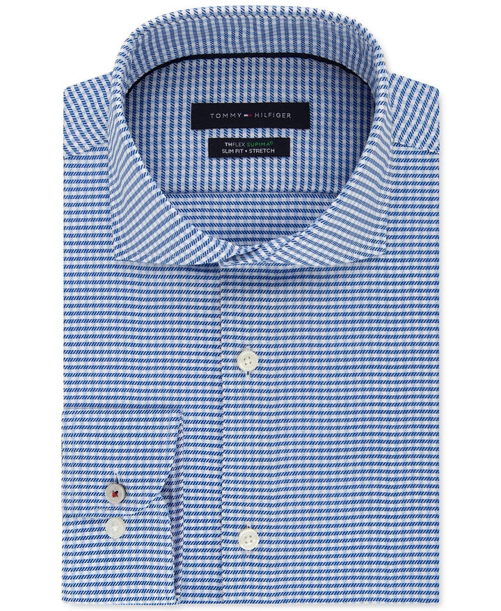 Tommy Hilfiger Men's Printed Slim Fit Button Down Shirt Blue Size 16X32X33