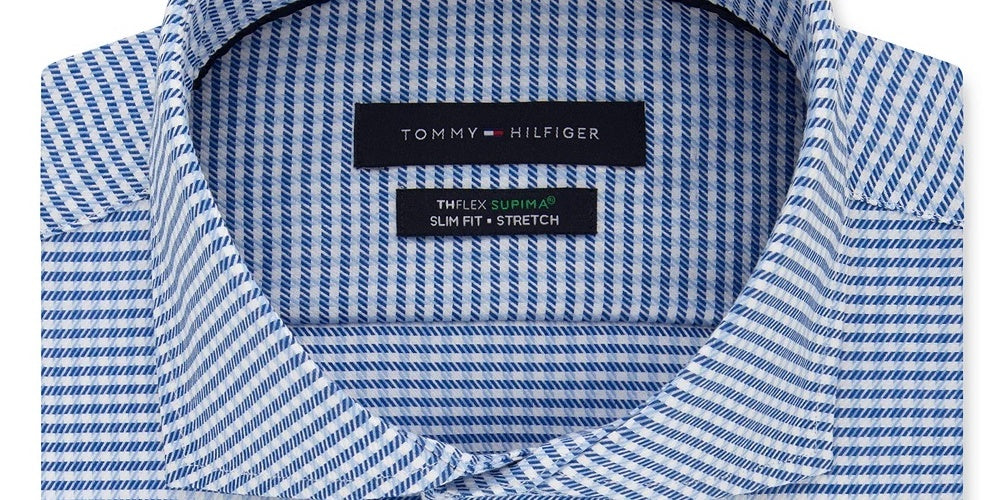 Tommy Hilfiger Men's Printed Slim Fit Button Down Shirt Blue Size 16X32X33