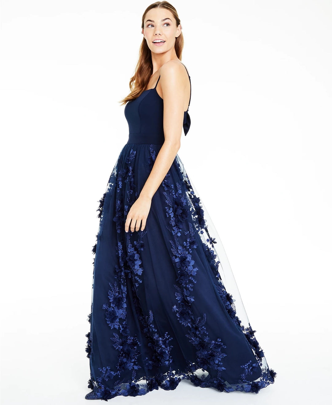 Trixxi Juniors' Flower-Petals Gown Navy Size 15