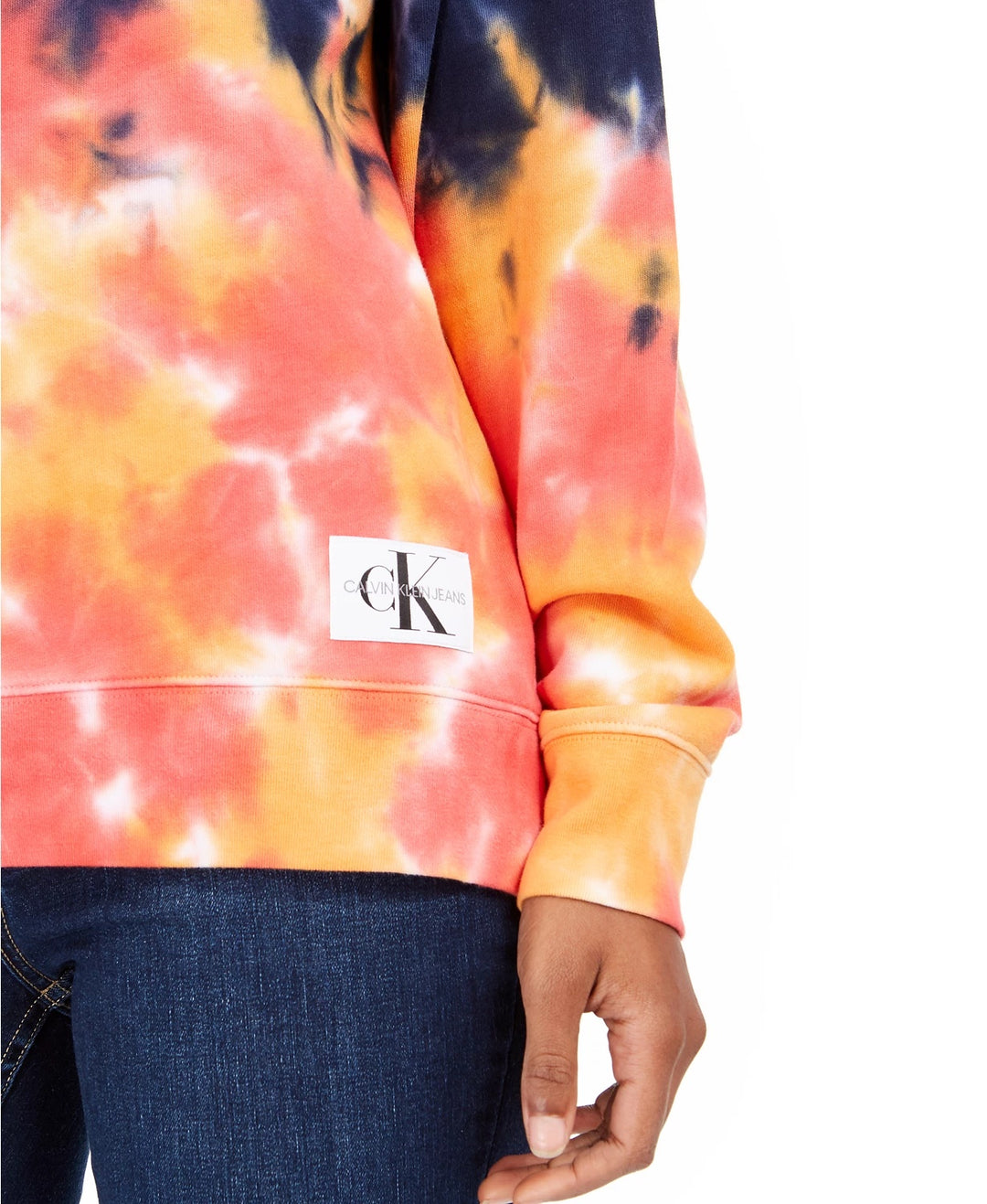 Calvin Klein Women's Jeans High Tide Tie-Dyed Sweatshirt Bright Red Size X-Large